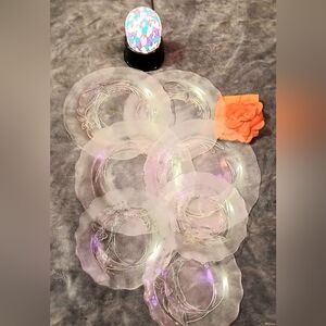 Seven PieceVintage Pressed Scalloped  Edges Frosted Glass From Indonesia